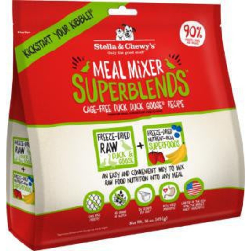 Stella & Chewy's Freeze Dried Raw Cage-free Duck Duck Goose Meal Mixer Superblends Grain Free Dog Food Topper-16-oz-{L+1x}