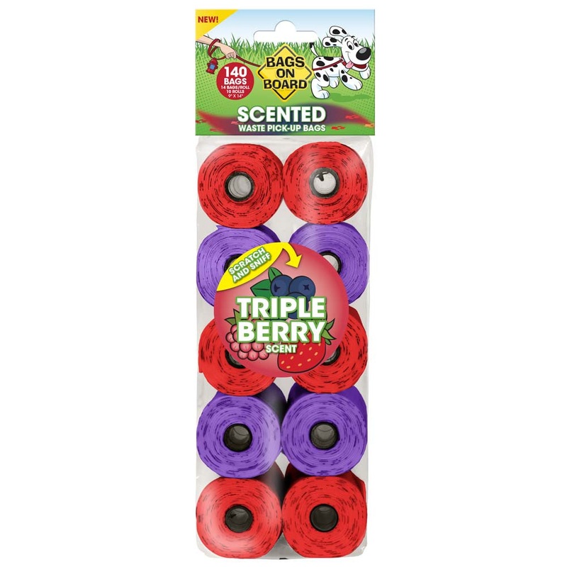 Bags on Board Waste Pick-up Scented Bags Refill Red, Purple 140 Count