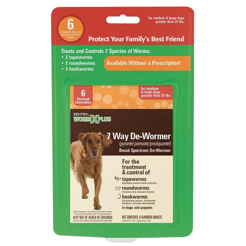 SENTRY Worm X Plus 7 Way De-Wormer for Large Dogs 6 Count