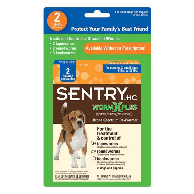 SENTRY Worm X Plus 7 Way De-Wormer for Small Dogs 2 Count