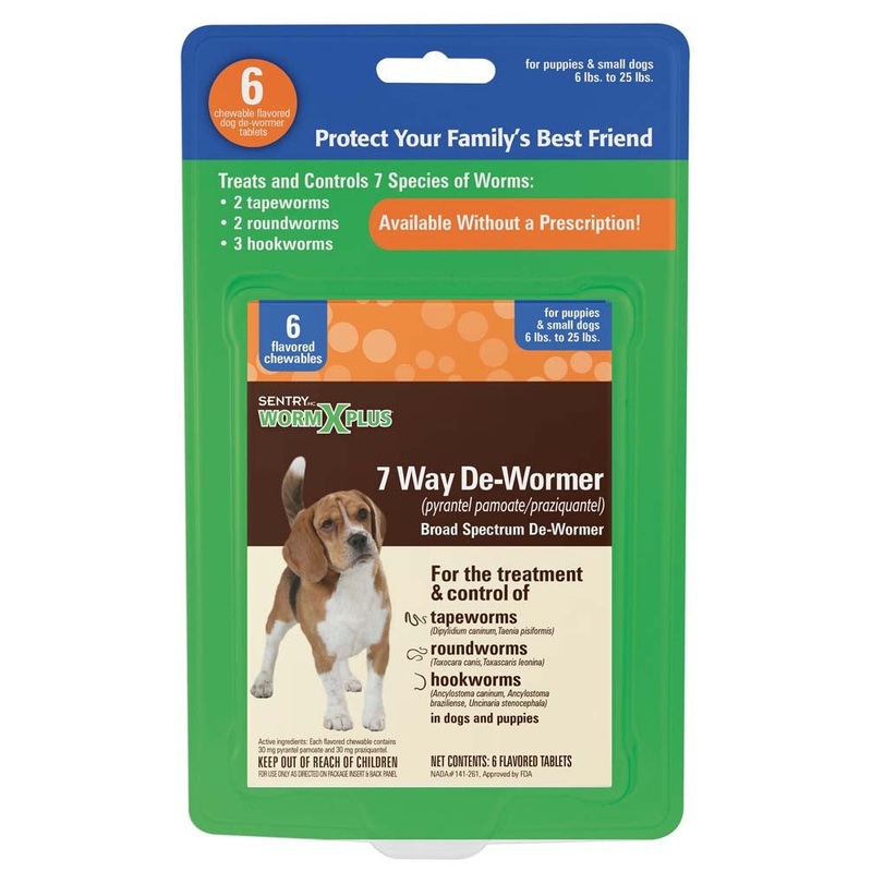 SENTRY Worm X Plus 7 Way De-Wormer for Small Dogs 6 Count