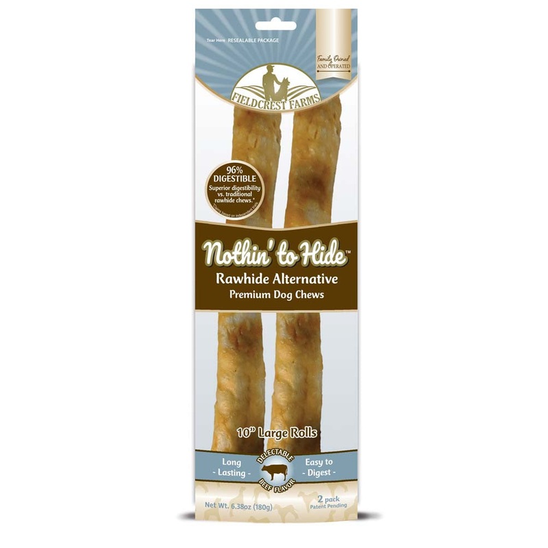 Fieldcrest Farms Nothin' To Hide Roll Dog Treat Beef 10in LG 2pk