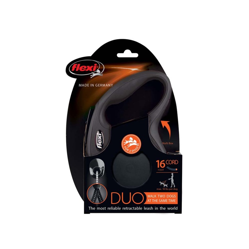 Flexi Classic Duo Cord Dog Leash Black 16ft MD up to 44lb