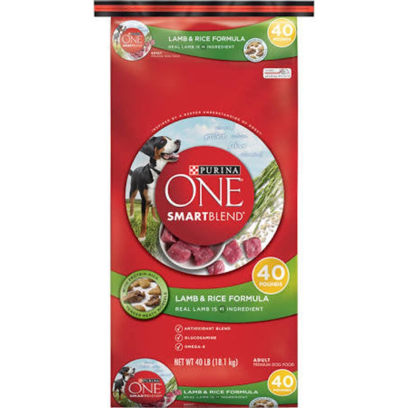 Purina ONE SmartBlend Lamb & Rice Formula Adult Premium Dog Food 40lb {L-1}178351
