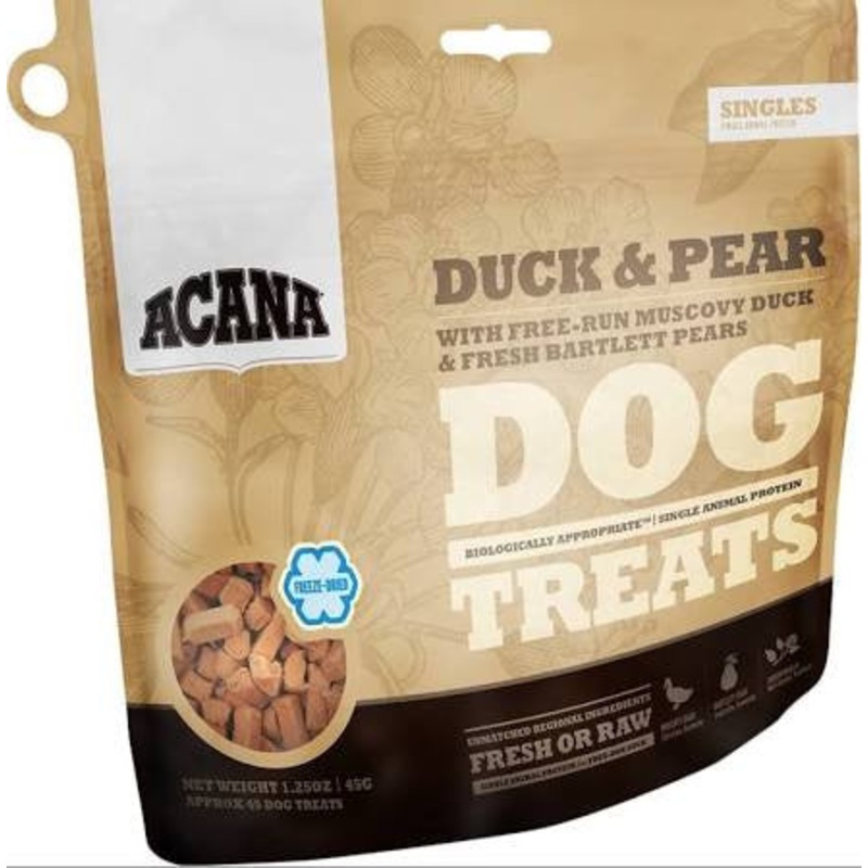 Acana Singles Grain Free Limited Ingredient Diet Duck And Pear Formula Dog Treats-1.25-oz-{L+x}