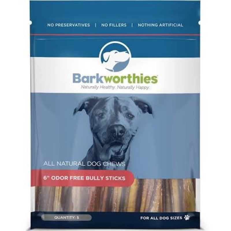 Barkworthies Dog Odor Free Bully 6in 5pk