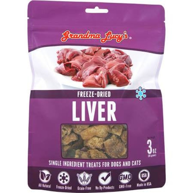 Grandma Lucy's Singles Freeze Dried Liver Single Ingredient Pet Treats-3-oz-{L+x}