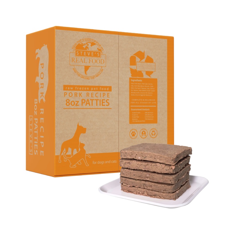 Steve's Real Food Dog Cat Frozen Pork Patties 14lb {L-x} SD-5