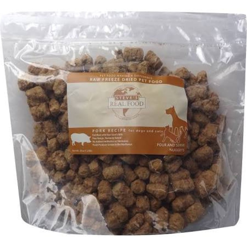 Steve's Real Food Dog Freeze Dried Nuggets Pork 1.25lb !{L-x}
