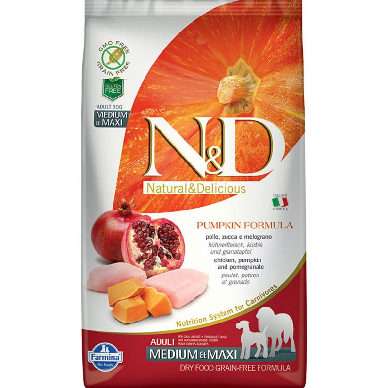 Farmina N&d Grain-free Pumpkin Chicken & Pomegranate Adult Dog Medium & Maxi 5.5lb {L+1x}
