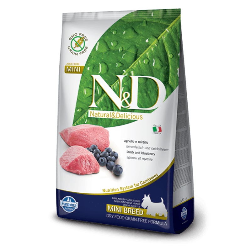 Farmina N&d Natural And Delicious Grain Free Mini Adult Lamb & Blueberry Dry Dog Food-15.4-lb-{L+1x}