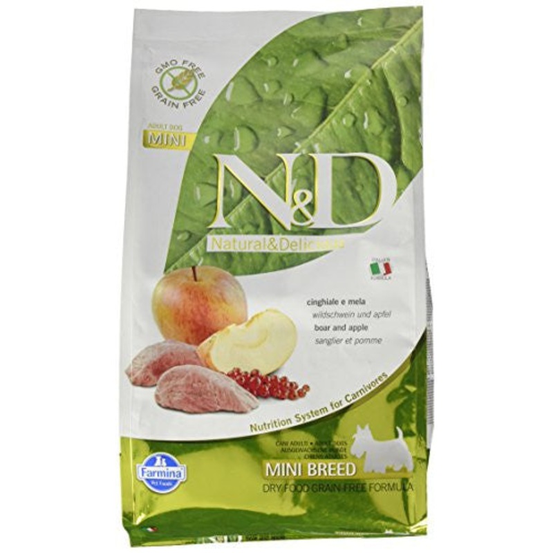 Farmina N&d Natural And Delicious Grain Free Mini Adult Wild Boar & Apple Dry Dog Food-5.5-lb-{L-x}