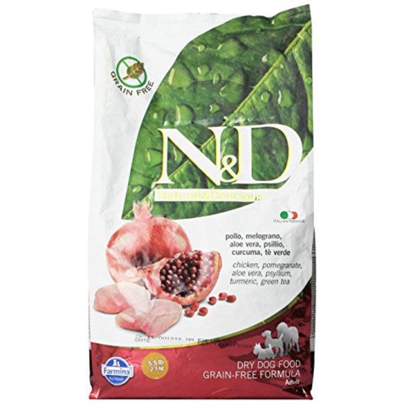 Farmina N&d Natural And Delicious Medium/maxi Adult Chicken & Pomegranate Dry Dog Food-5.5-lb-{L+x}