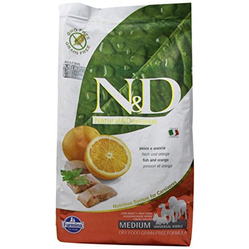Farmina N&d Natural And Delicious Medium/maxi Adult Fish & Oange Dry Dog Food-5.5-lb-{L+x}