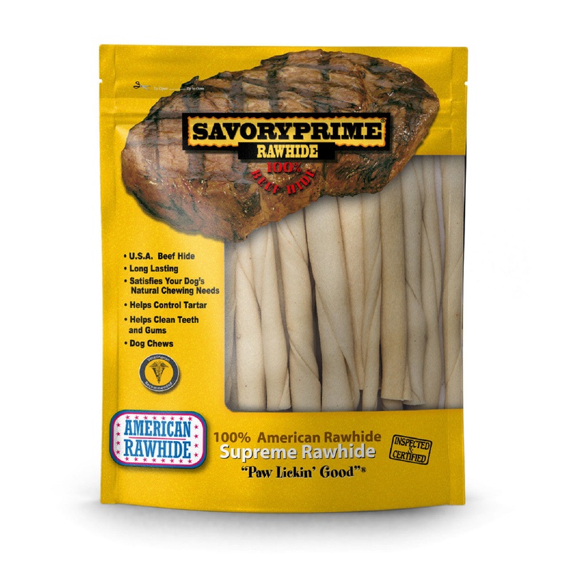 Savory Prime Pressed Rawhide Twist Sticks Natural 5 in 30 pk