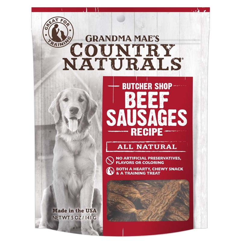 Grandma Mae's Country Naturals Grain Free Beef Sausages Dog Treats 5 oz