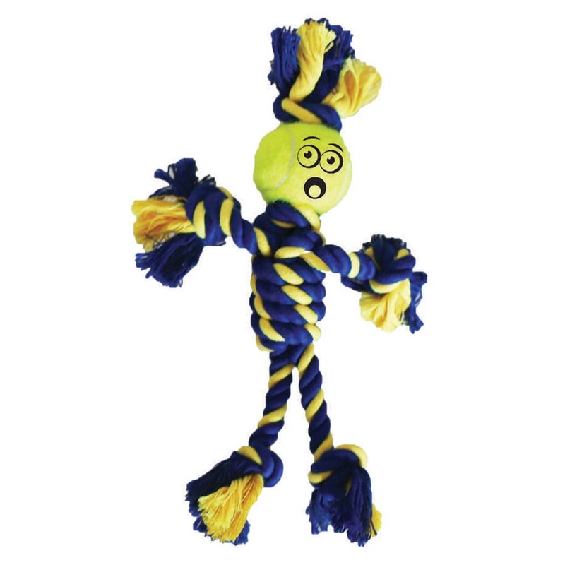 Petsport USA Twisted Chew Mini Rasta Man Dog Toy Blue, Yellow 1.5 in Mini