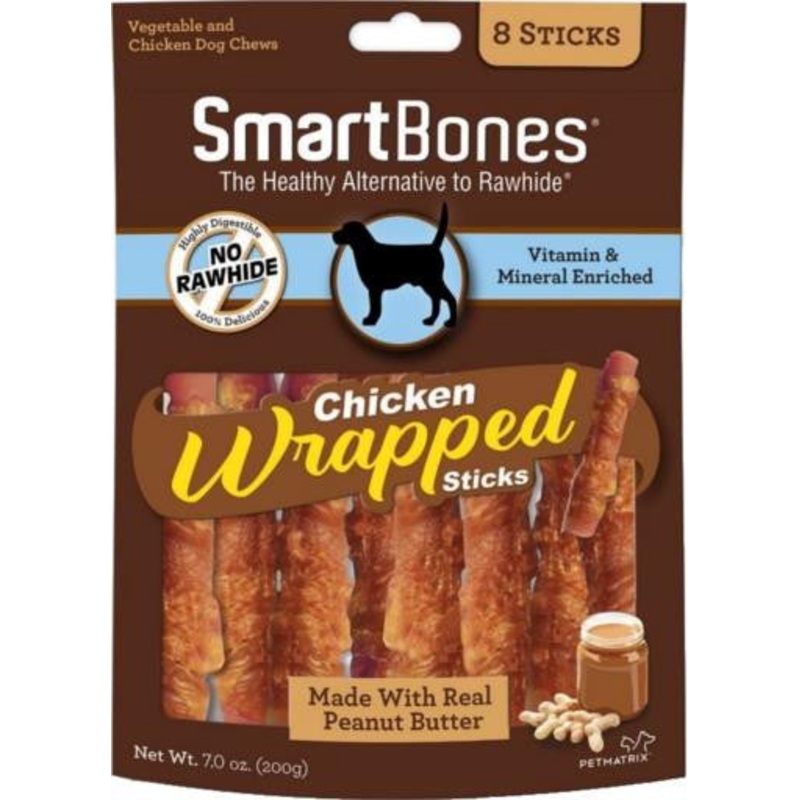 SmartBones Chicken Wrap Sticks Peanut Butter 8 Pk {L+1} 923148 (D)