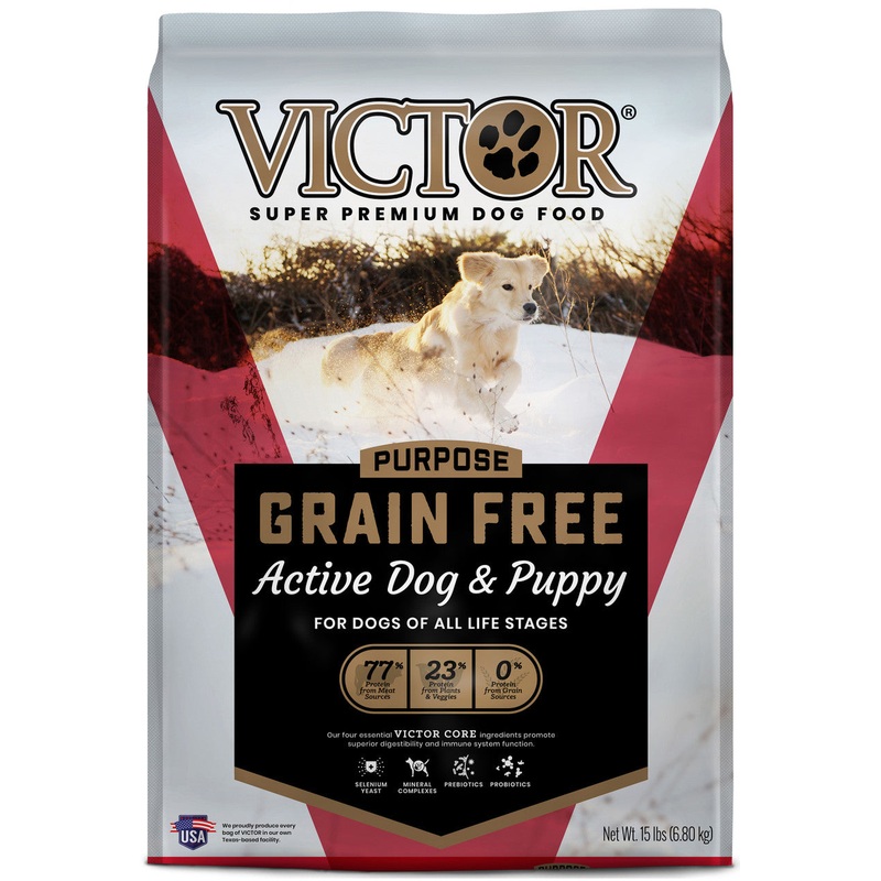 Victor Super Premium Dog Food Purpose Grain Free Active Dog & Puppy Dry Dog Food Beef 15lb