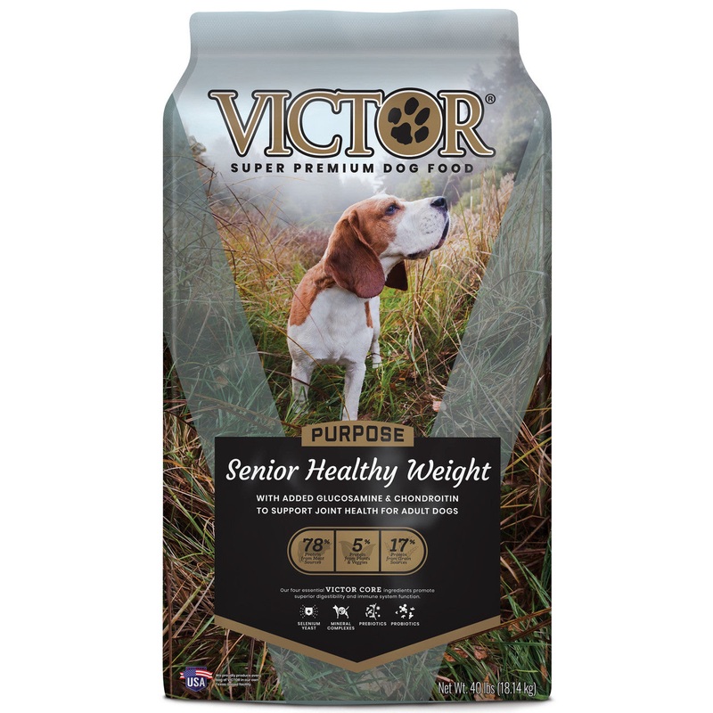 Victor Super Premium Dog Food Purpose Senior Healthy Weight Dry Dog Food Beef & Brown Rice 40lb