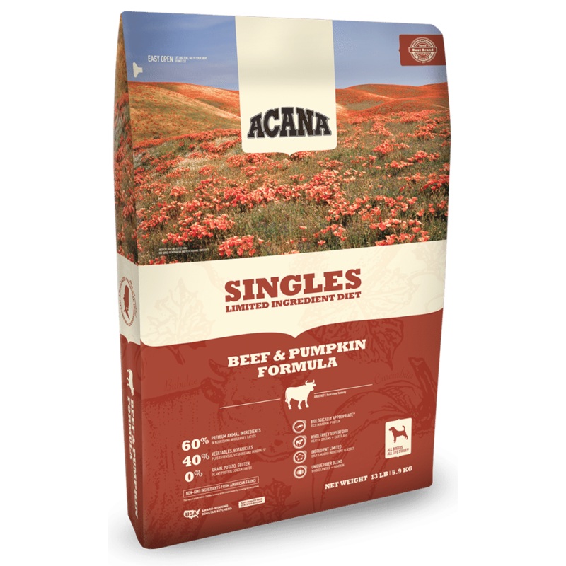 Acana Singles Limited Ingredient Diet Grain Free Beef and Pumpkin Dry Dog Food-25-lb-{L+x}
