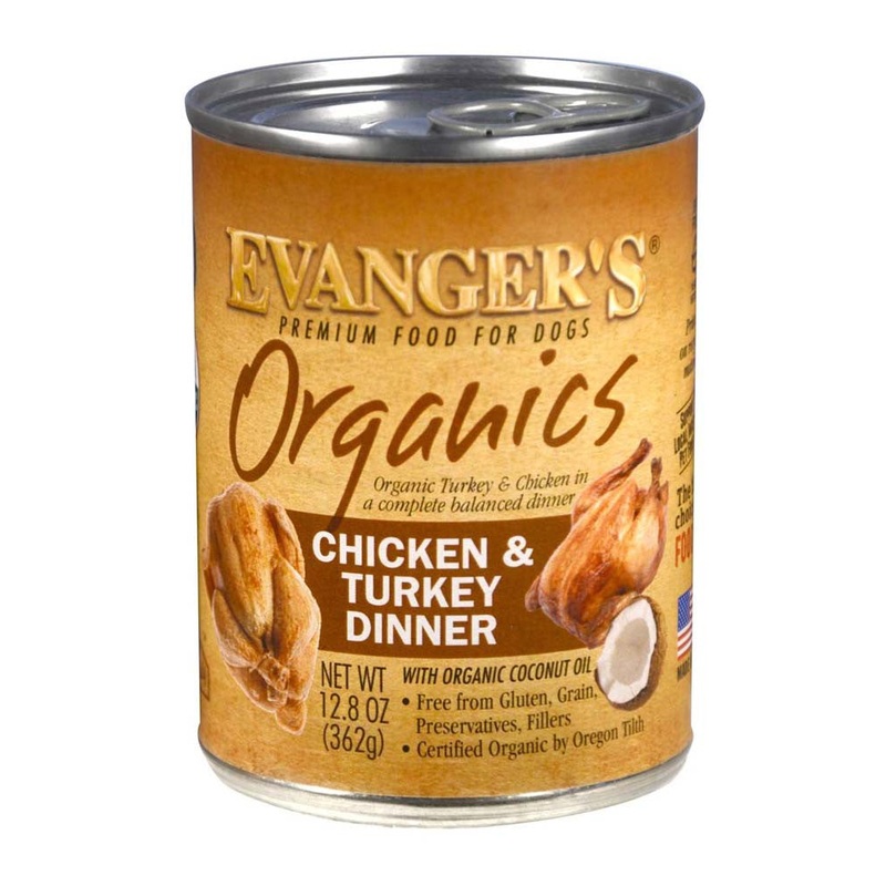 Evanger's Organics Wet Dog Food Chicken & Turkey 12.8oz 12pk