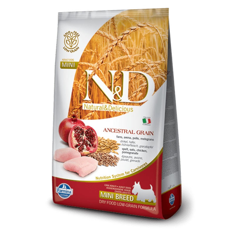 Farmina N&d Natural And Delicious Low Grain Mini Adult Chicken & Pomegranate Dry Dog Food-15.5-lb-{L+1x}