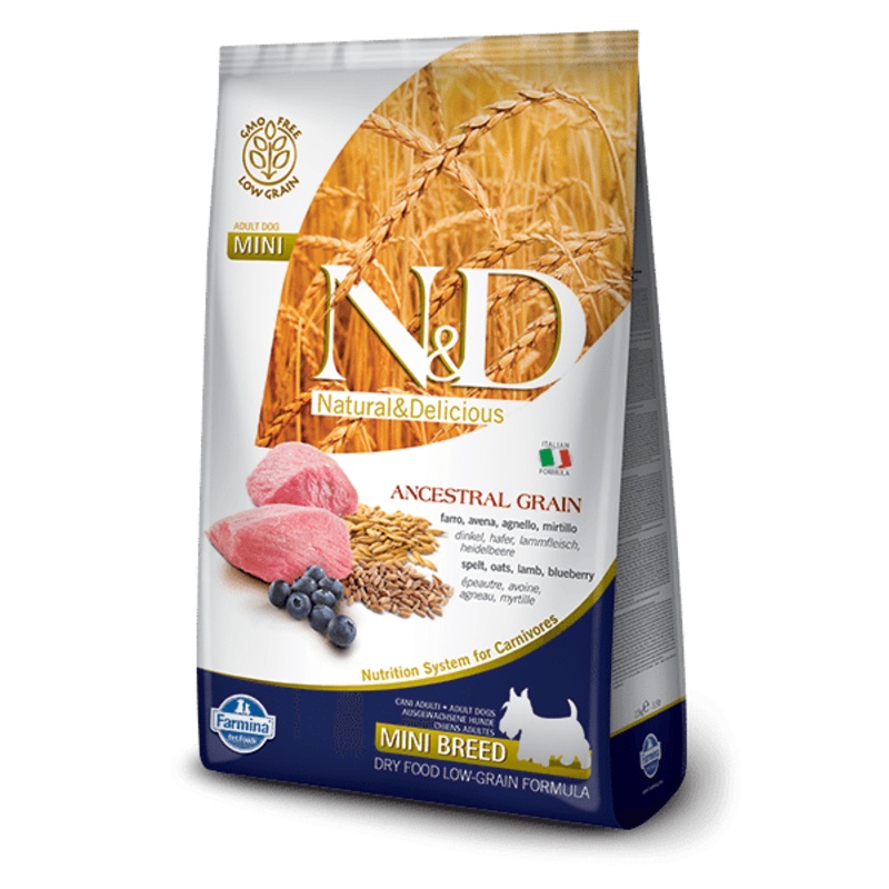 Farmina N&d Natural And Delicious Low Grain Mini Adult Lamb & Blueberry Dry Dog Food-5.5-lb-{L-x}