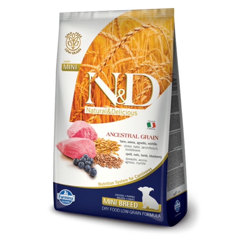Farmina N&d Natural And Delicious Low Grain Mini Puppy Lamb & Blueberry Dry Dog Food-15.4-lb-{L+1x}