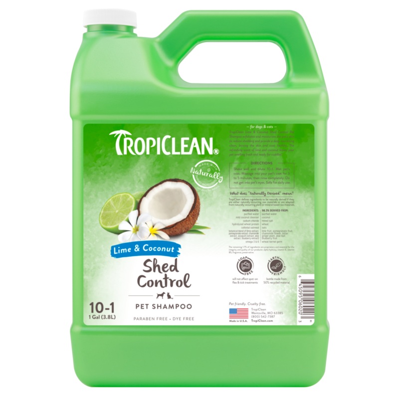 TropiClean Lime & Coconut Shed Control Shampoo for Pets 1 gal