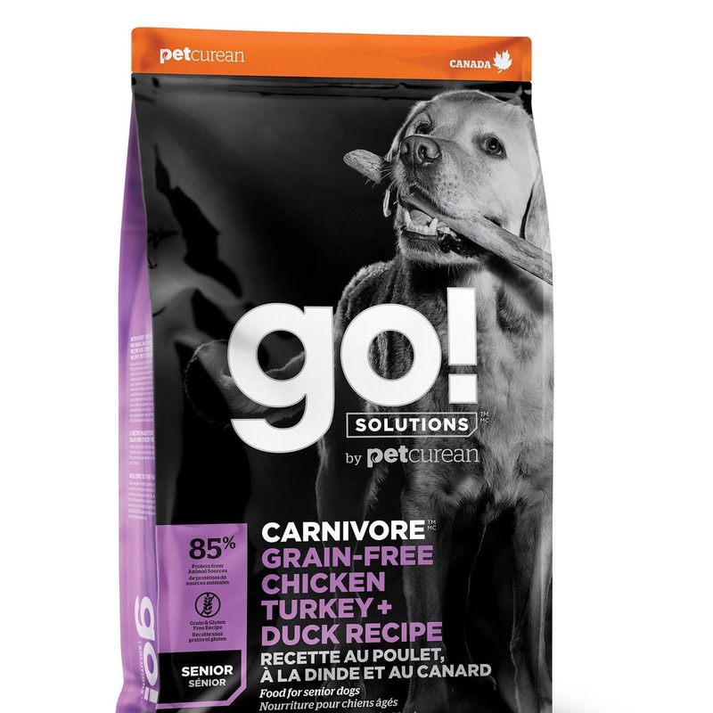 Petcurean GO! CARNIVORE Grain Free Chicken, Turkey + Duck Senior Dog 22lb {L-1}152261