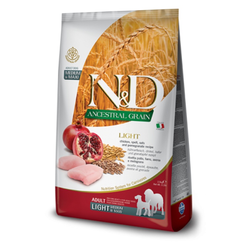 FARMINA N&D Ancestral Low Grain Dog Chicken & Pomegranate Light Medium & Maxi 26.4 Lb