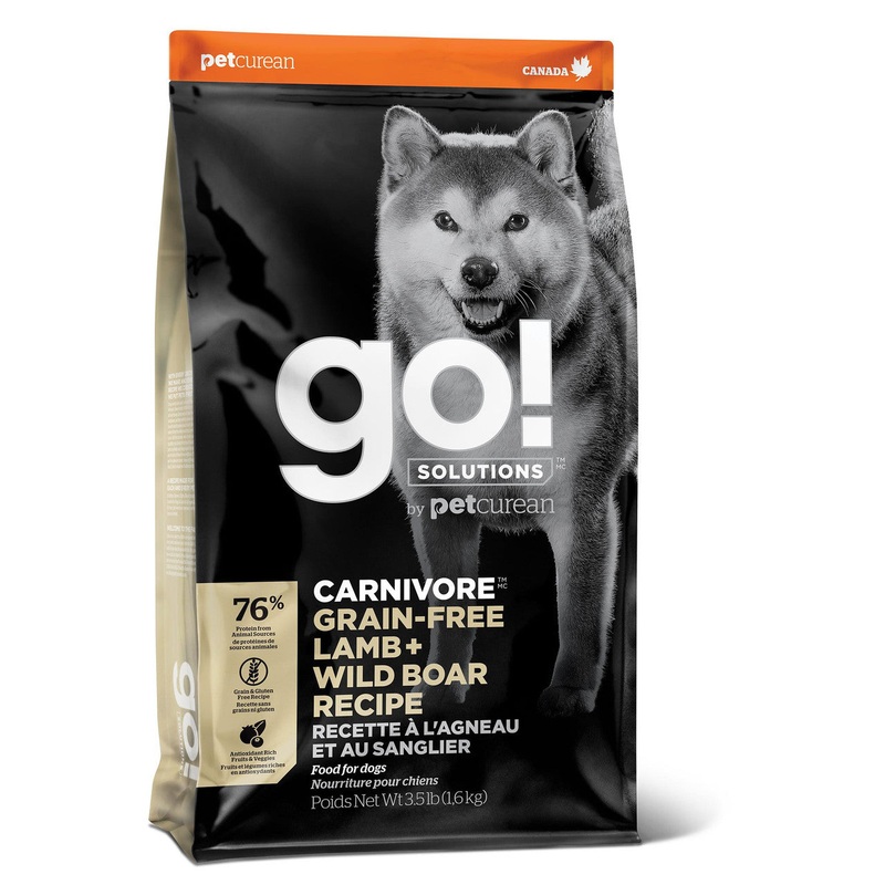 Petcurean GO! CARNIVORE Grain Free Lamb + Wild Boar Recipe for dogs 3.5lb C=6 {L-1}152234