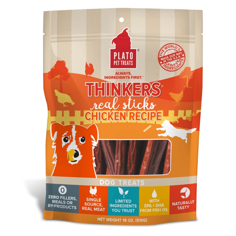 Plato Thinkers Chicken Dog Treat 18oz {L+1x} 595095