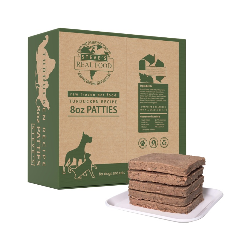 Steve's Real Food Dog Cat Frozen Turducken Patties 14lb {L-x}