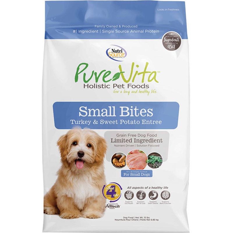 Tuffy's Pure Vita Small Bites Turkey and Sweet Potato Dog Food 5lb C=8 {L-1x} 131301