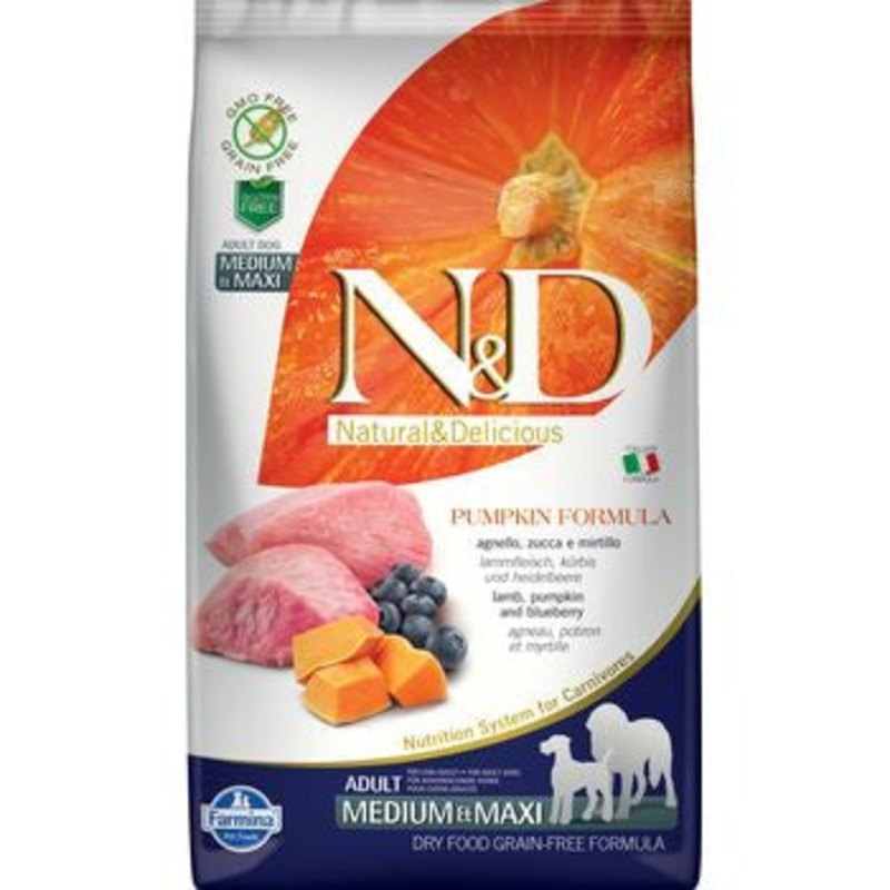 Farmina N&d Grain-free Pumpkin Lamb & Blueberry Adult Dog Medium & Max 5.5lb {L+1x }{R}
