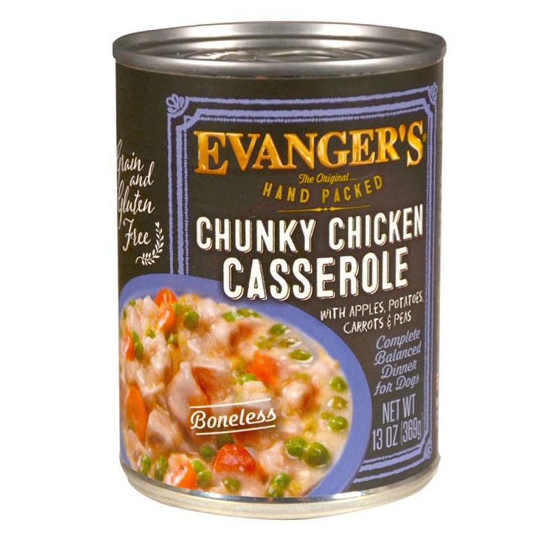 Evanger's Hand Packed Wet Dog Food Chunky Chicken Casserole 12oz 12pk