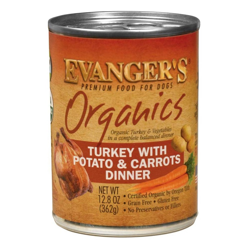 Evanger's Organics Wet Dog Food Turkey w/Potato & Carrots 12.8oz 12pk