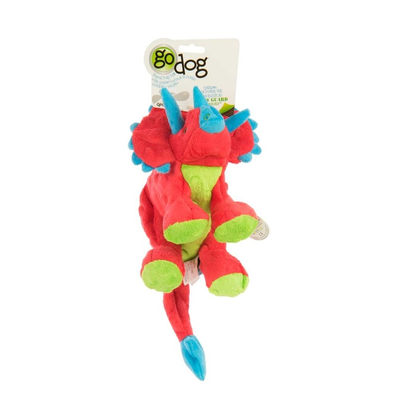 goDog Dinos Frills Durable Plush Squeaker Dog Toy LG