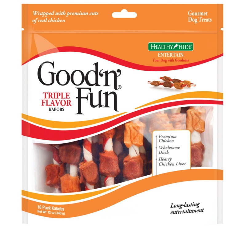 Salix Good 'N' Fun Triple Flavor Kabob Dog Treats Chicken, Duck & Liver 12oz
