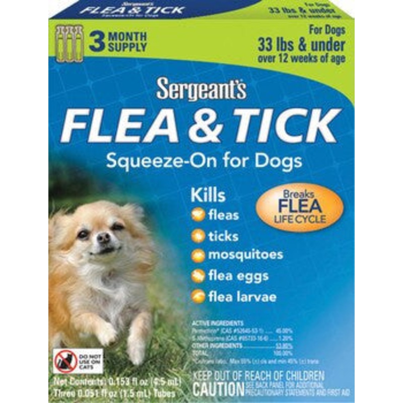 Sergeant's fea & tick Sqze Dog Undr 33# 3ct183131