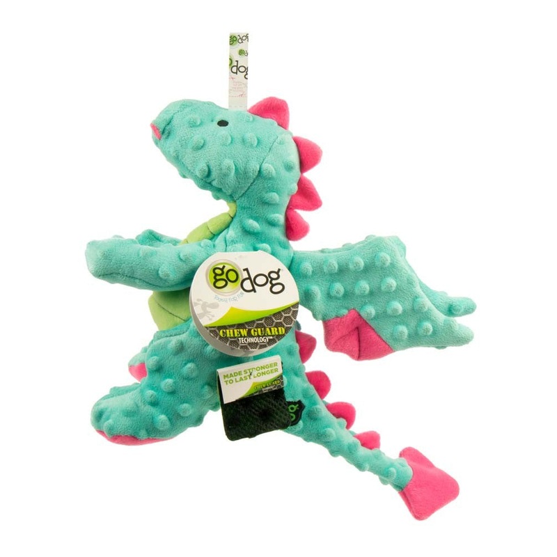 goDog Dragons Durable Plush Squeaker Dog Toy LG