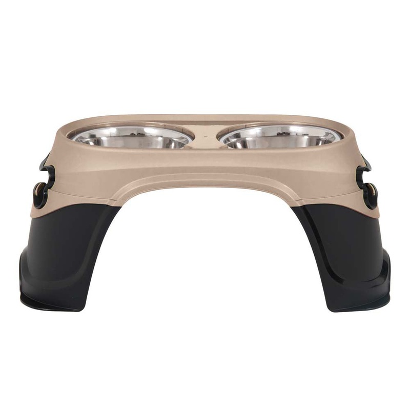 Petmate Easy Reach Diner Feeder Black/Pearl/Tan MD 8in