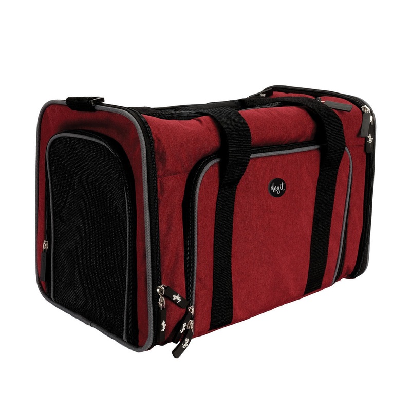 Dogit Explorer Expandable Carry Bag, Burgundy/Gray
