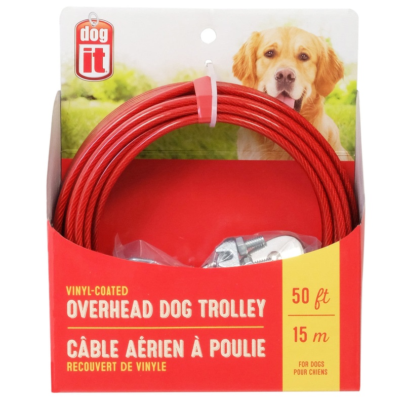 Dogit Overhead Dog Trolley, 50', Red