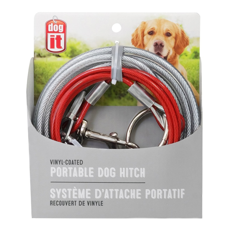 Dogit Pet Tether, Large, 15', Red