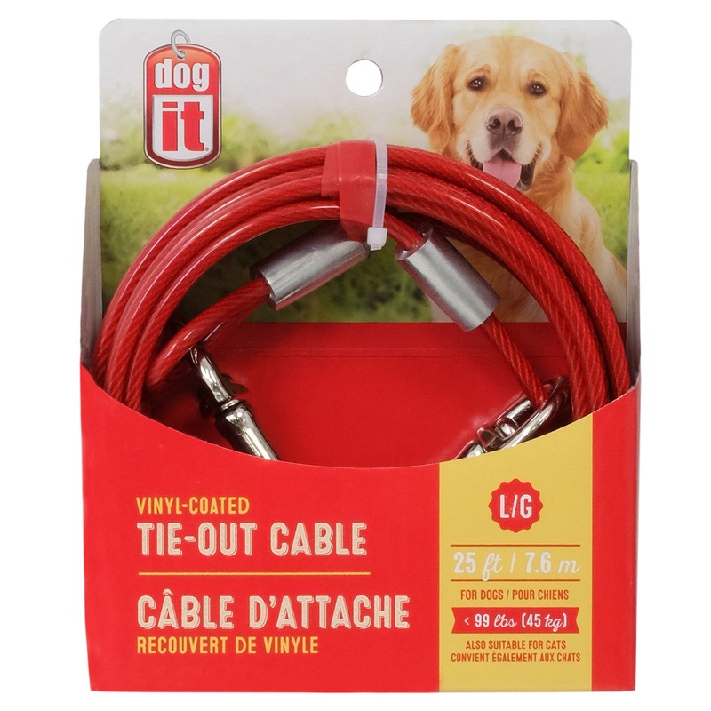 Dogit Tie-Out Cable, Large, 25', Red