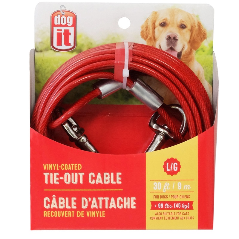 Dogit Tie-Out Cable, Large, 30', Red