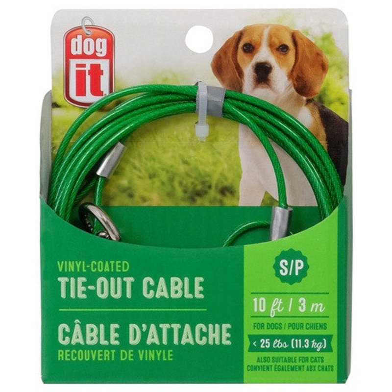 Dogit Tie Out Cable, Small, 10', Green